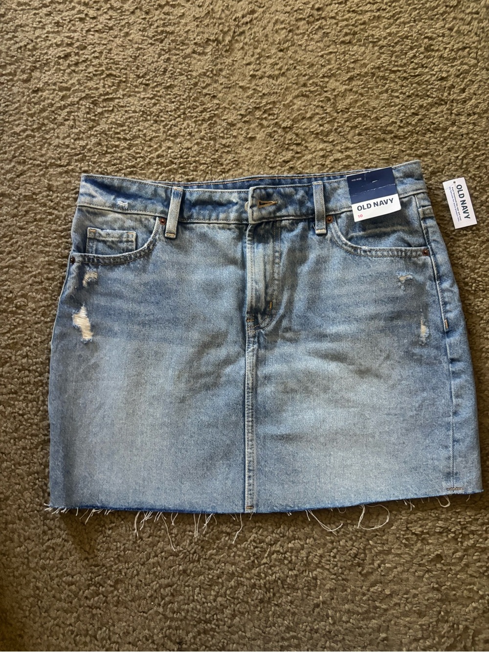 Old Navy Light Blue Distressed Denim Mini Skirt